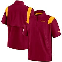 Men's Nike Burgundy Washington Football Team Sideline Coaches Short Sleeve Quarter-Zip Jacket