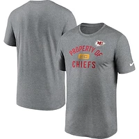 Men's Nike Kansas City Chiefs Heather Charcoal Property Of Legend Performance T-Shirt