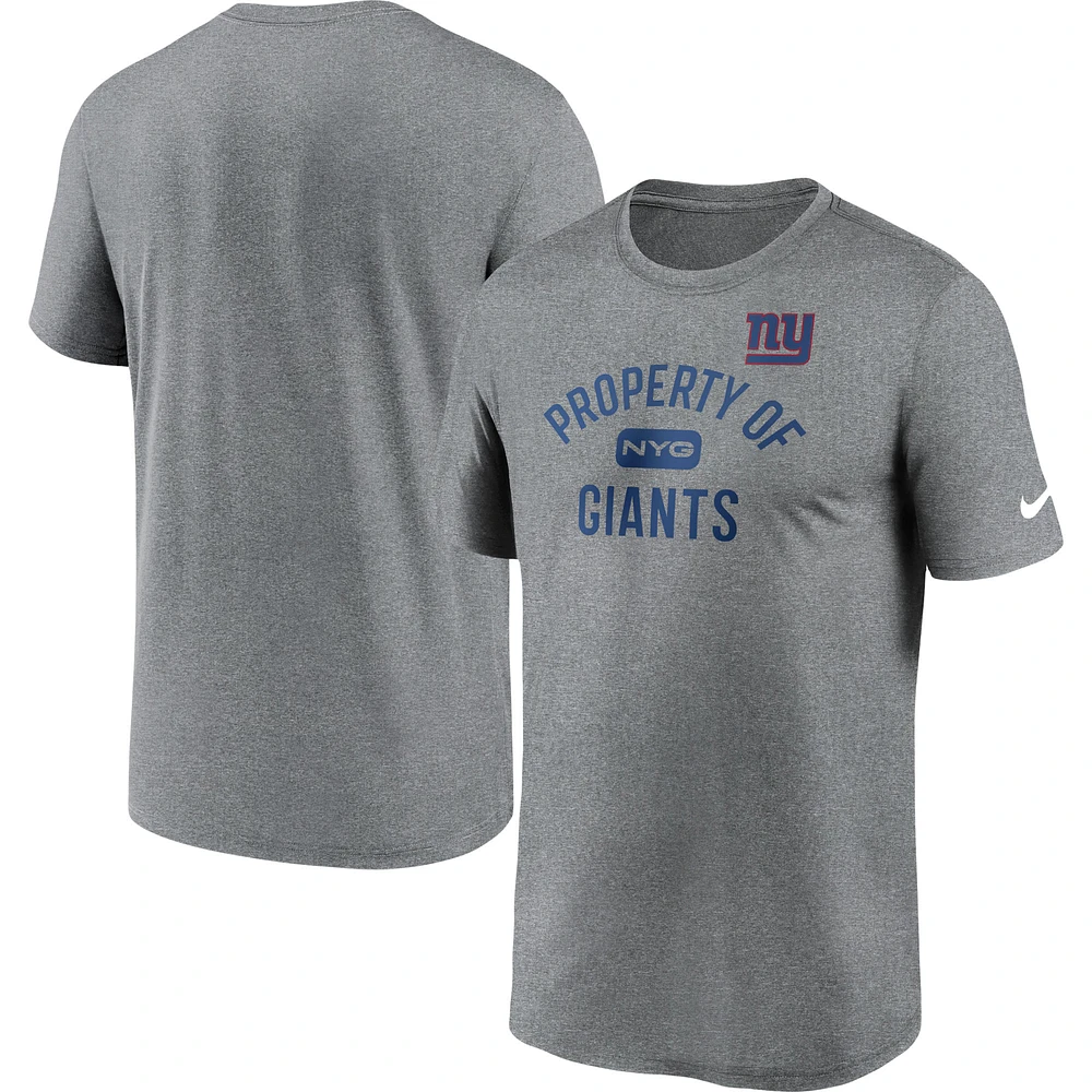 Men's Nike Heather Charcoal New York Giants Legend Property Of Performance T-Shirt