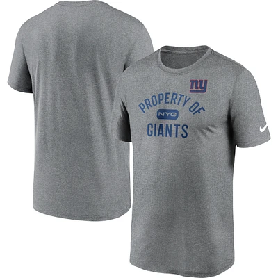 Men's Nike Heather Charcoal New York Giants Legend Property Of Performance T-Shirt