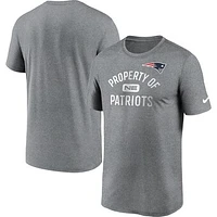 Men's Nike New England Patriots Heather Charcoal Property Of Legend Performance T-Shirt