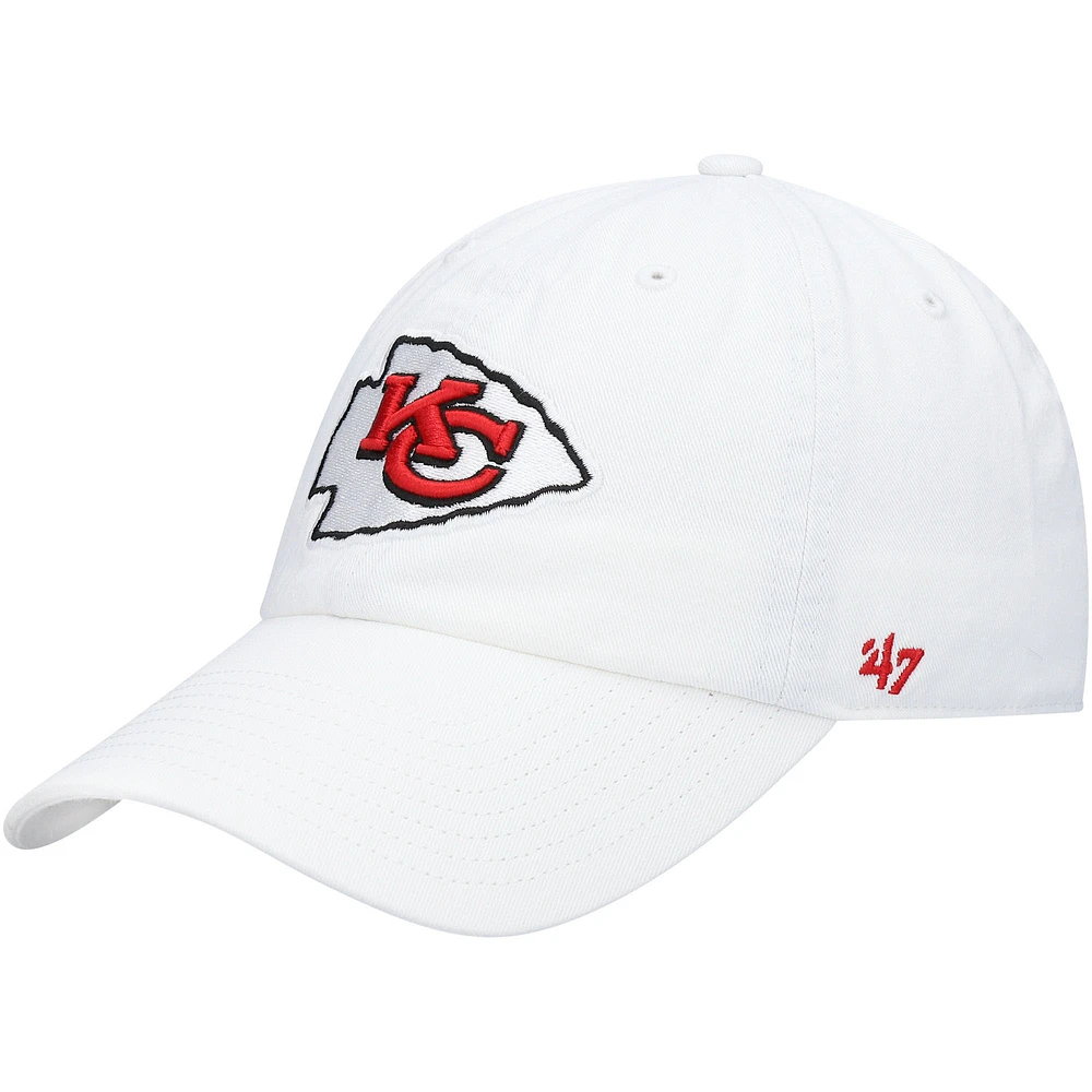 Men's '47 White Kansas City Chiefs Logo Clean Up Adjustable Hat