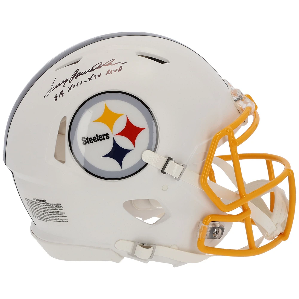 Terry Bradshaw Pittsburgh Steelers Autographed Riddell Flat White Alternate Speed Authentic Helmet with "SB XIII & SB XIV MVP" Inscription