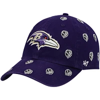 Women's '47 Purple Baltimore Ravens Confetti Clean Up Head Logo Adjustable Hat