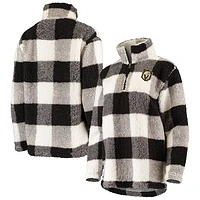 Women's G-III 4Her by Carl Banks Black/White Vegas Golden Knights Plaid Sherpa Quarter-Zip Jacket