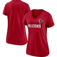 Women's Nike Red Atlanta Falcons Team Name Logo V-Neck Tri-Blend T-Shirt