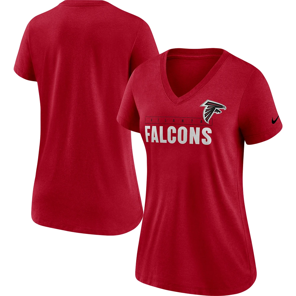 Women's Nike Red Atlanta Falcons Team Name Logo V-Neck Tri-Blend T-Shirt