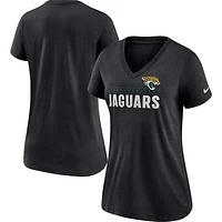 Women's Nike Black Jacksonville Jaguars Team Name Logo V-Neck Tri-Blend T-Shirt