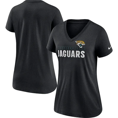 Women's Nike Black Jacksonville Jaguars Team Name Logo V-Neck Tri-Blend T-Shirt