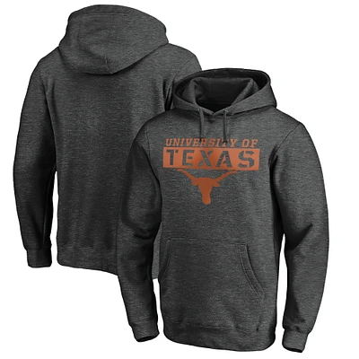 Men's Heathered Charcoal Texas Longhorns Stencil Plane Pullover Hoodie