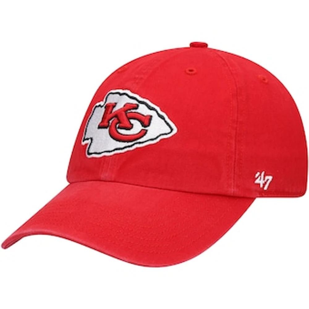 Youth '47 Red Kansas City Chiefs Logo Clean Up Adjustable Hat