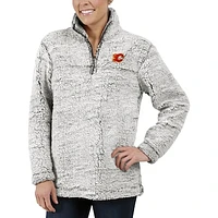 Women's G-III Sports by Carl Banks Gray Calgary Flames Sherpa Quarter-Zip Jacket