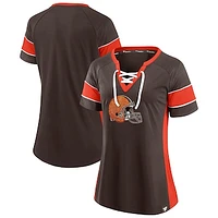 Women's Fanatics Brown/Orange Cleveland Browns Team Draft Me Lace-Up Raglan T-Shirt