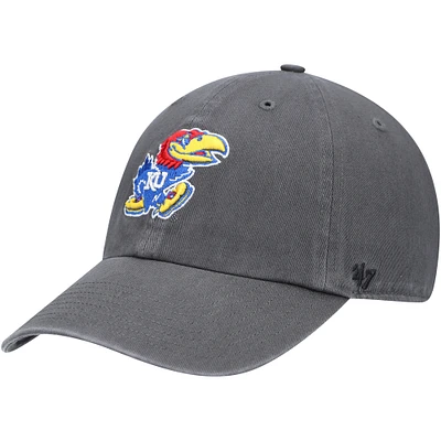 Men's '47 Charcoal Kansas Jayhawks Vintage Clean Up Adjustable Hat