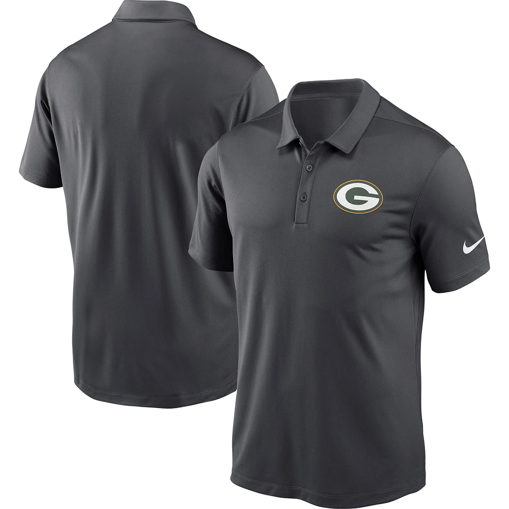 Men's Nike Charcoal Green Bay Packers Fan Gear Franchise Heat-Sealed Graphic Team Polo