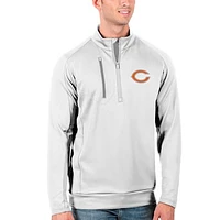 Men's Antigua White/Silver Chicago Bears Generation Quarter-Zip Pullover Jacket