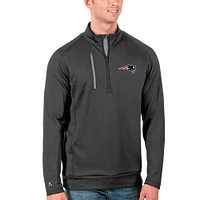 Men's Antigua Charcoal/Silver New England Patriots Generation Quarter-Zip Pullover Jacket