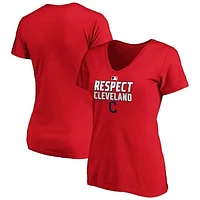 Women's Fanatics Red Cleveland Indians 2020 Postseason Locker Room Plus V-Neck T-Shirt