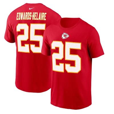 Men's Nike Clyde Edwards-Helaire Red Kansas City Chiefs Player Name & Number T-Shirt