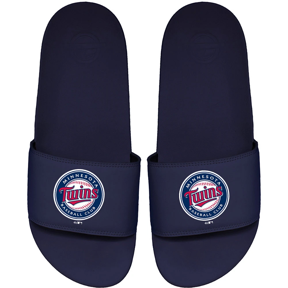 Men's ISlide Navy Minnesota Twins Primary Motto Slide Sandals