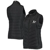 Women's Antigua Black Oakland Athletics Atlantic Full-Zip Vest