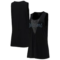 Women's Majestic Threads Black Miami Marlins Team Scoop Neck Tank Top