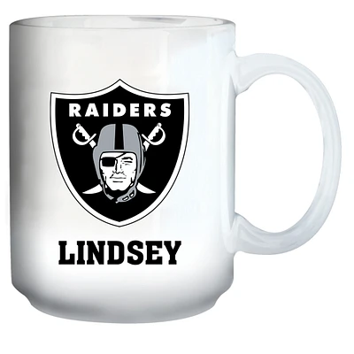 White Las Vegas Raiders 15oz. Personalized Mug