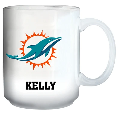White Miami Dolphins 15oz. Personalized Mug