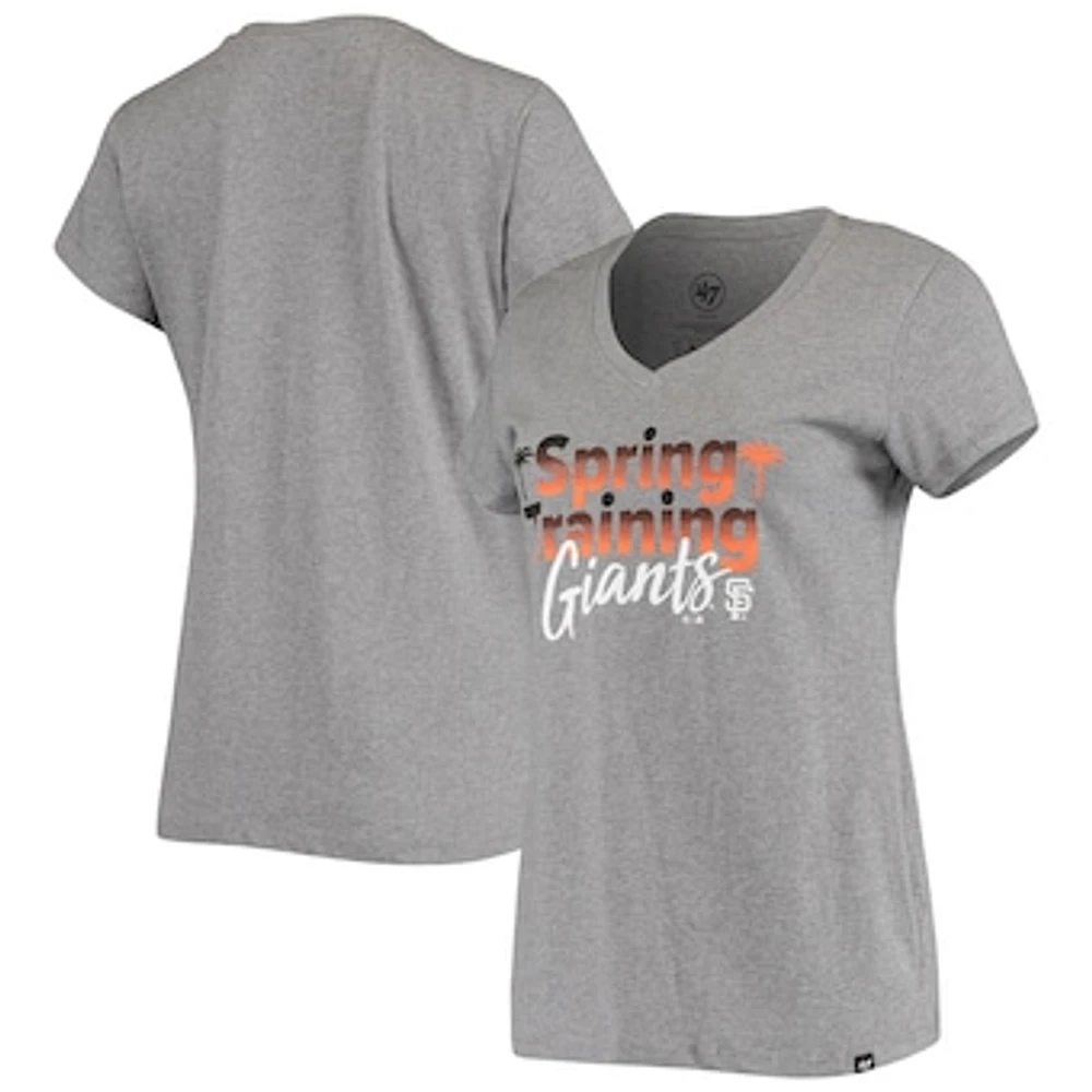 Women's '47 Heathered Gray San Francisco Giants Spring Training Fade V-Neck T-Shirt