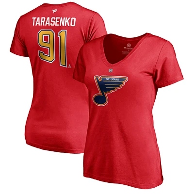 Women's Fanatics Vladimir Tarasenko Red St. Louis Blues 2020/21 Special Edition Authentic Stack Name & Number V-Neck T-Shirt