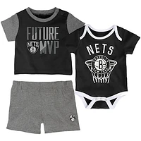 Infant Black Brooklyn Nets Putting Up Numbers Bodysuit T-Shirt & Shorts Set