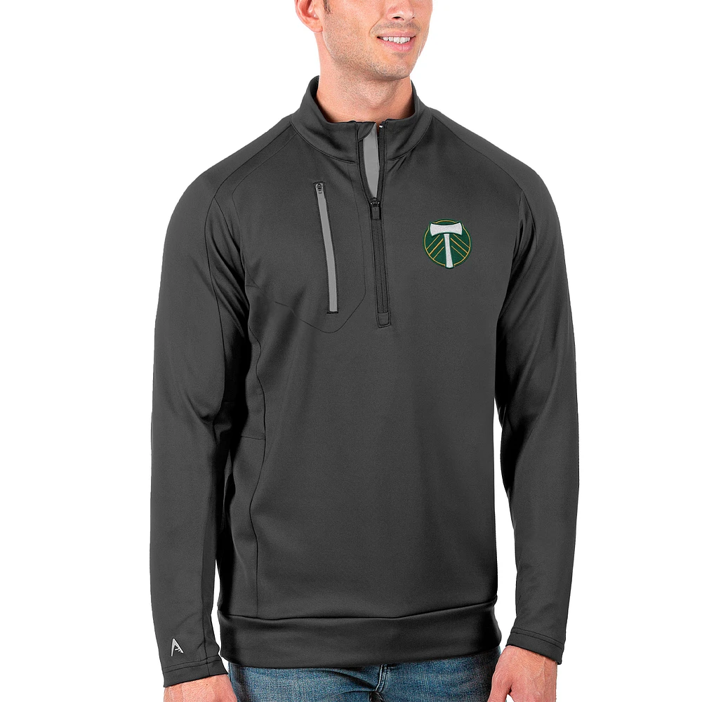 Men's Antigua /Silver Portland Timbers Generation Quarter-Zip Pullover Jacket