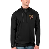 Men's Antigua Black Real Salt Lake Generation Quarter-Zip Pullover Jacket