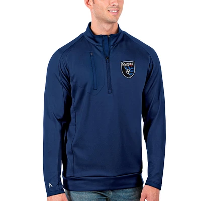 Men's Antigua Royal San Jose Earthquakes Generation Quarter-Zip Pullover Jacket
