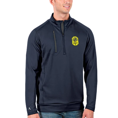 Men's Antigua Navy/Silver Nashville SC Big & Tall Generation Quarter-Zip Pullover Jacket