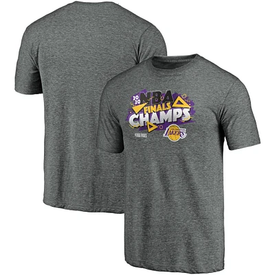 Men's Fanatics Heather Gray Los Angeles Lakers 2020 NBA Finals Champions Saved By The Buzzer Tri-Blend T-Shirt