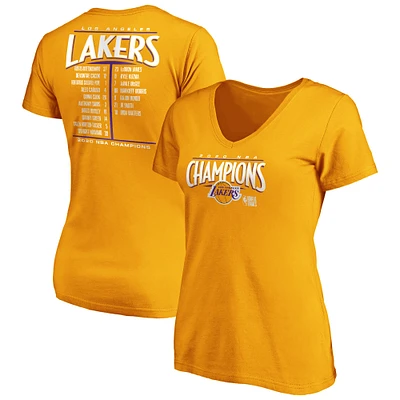 Women's Fanatics Gold Los Angeles Lakers 2020 NBA Finals Champions Streaking Dunk V-Neck T-Shirt