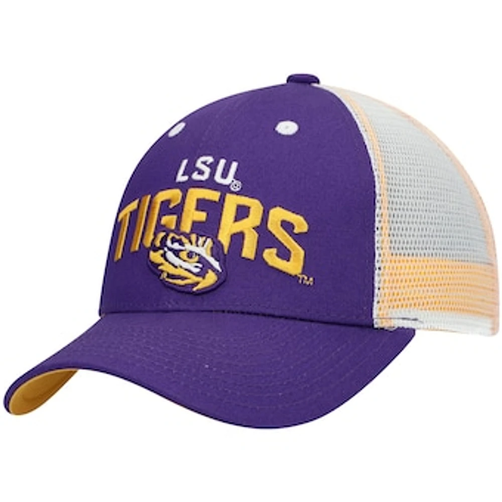 Youth Purple LSU Tigers Lockup Trucker Adjustable Hat