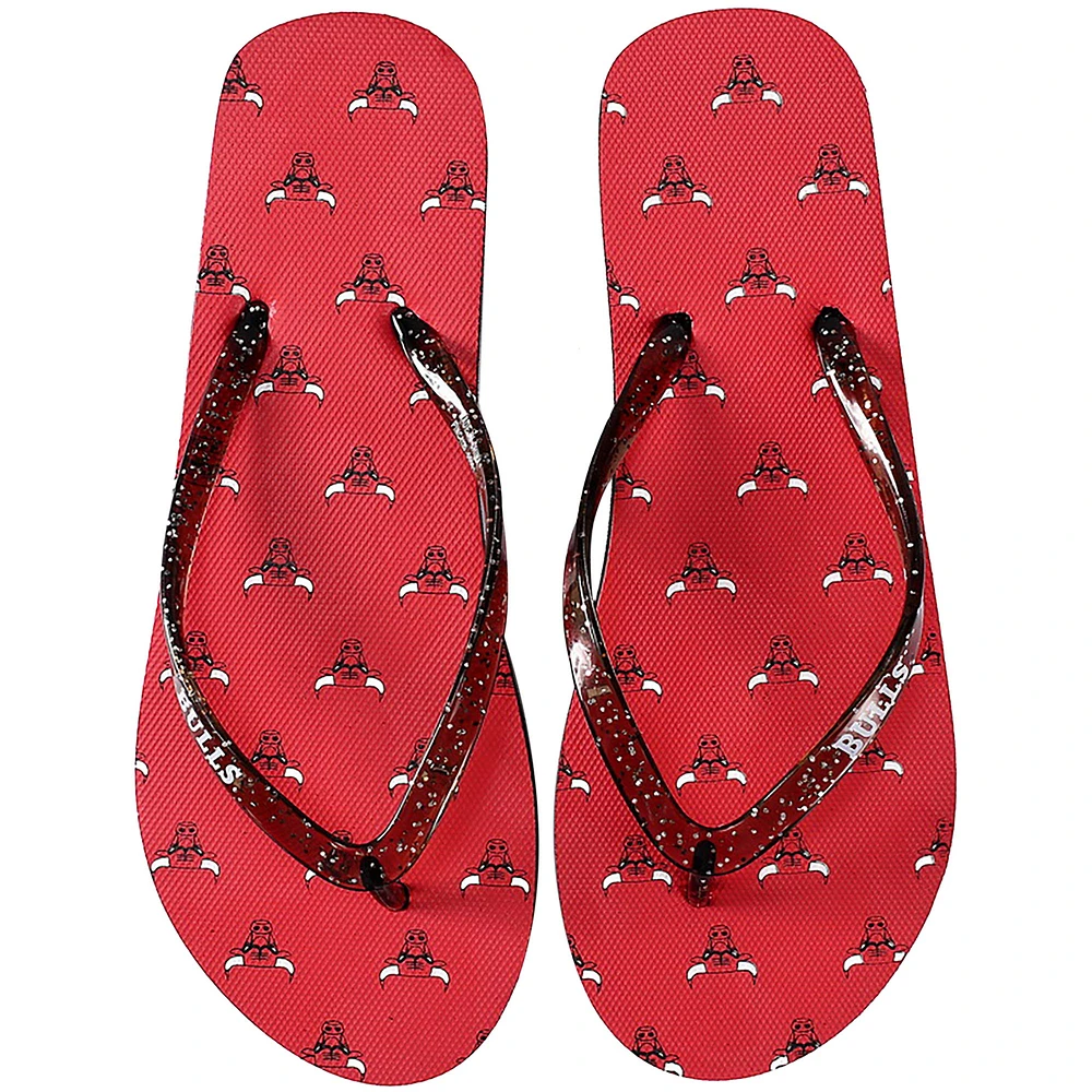 Women's FOCO Chicago Bulls Glitter Flip Flops