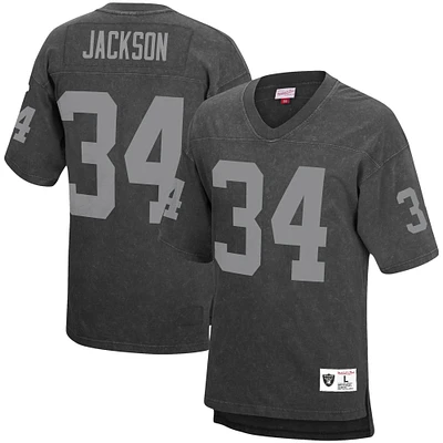 Men's Mitchell & Ness Bo Jackson Black Los Angeles Raiders Retired Player Name Number Acid Wash Top