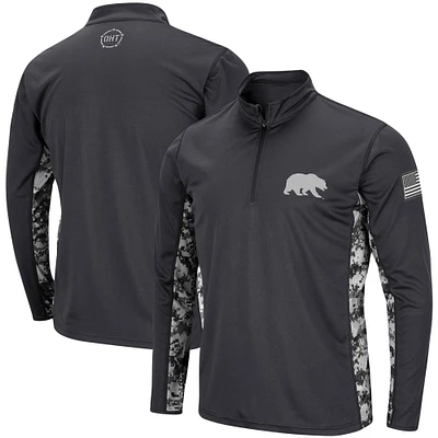 Men's Colosseum Charcoal Cal Bears OHT Military Appreciation Digital Camo Lightweight Quarter-Zip Pullover