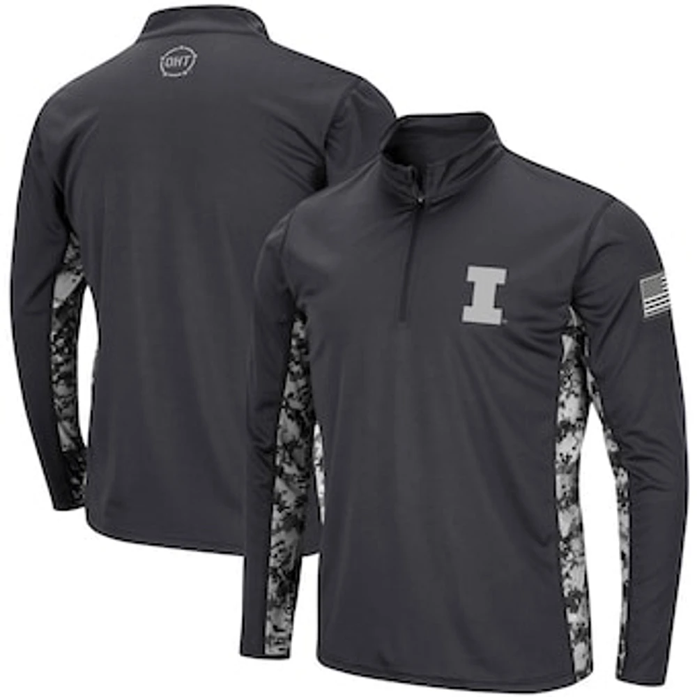 Men's Colosseum Charcoal Illinois Fighting Illini OHT Military Appreciation Digital Camo Lightweight Quarter-Zip Pullover