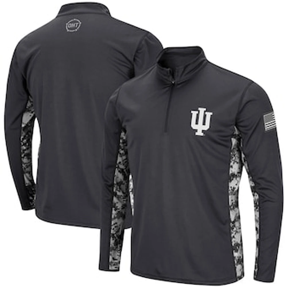 Men's Colosseum Charcoal Indiana Hoosiers OHT Military Appreciation Digital Camo Lightweight Quarter-Zip Pullover