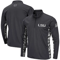 Men's Colosseum Charcoal LSU Tigers OHT Military Appreciation Digital Camo Lightweight Quarter-Zip Pullover