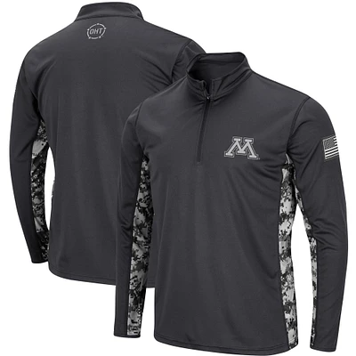 Men's Colosseum Charcoal Minnesota Golden Gophers OHT Military Appreciation Digital Camo Lightweight Quarter-Zip Pullover