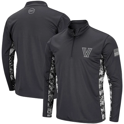 Men's Colosseum Charcoal Villanova Wildcats OHT Military Appreciation Digital Camo Lightweight Quarter-Zip Pullover