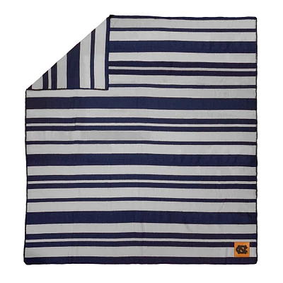 North Carolina Tar Heels Acrylic Stripe Blanket with Faux Leather Logo Patch