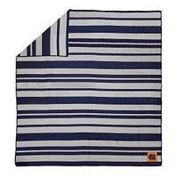 North Carolina Tar Heels Acrylic Stripe Blanket with Faux Leather Logo Patch