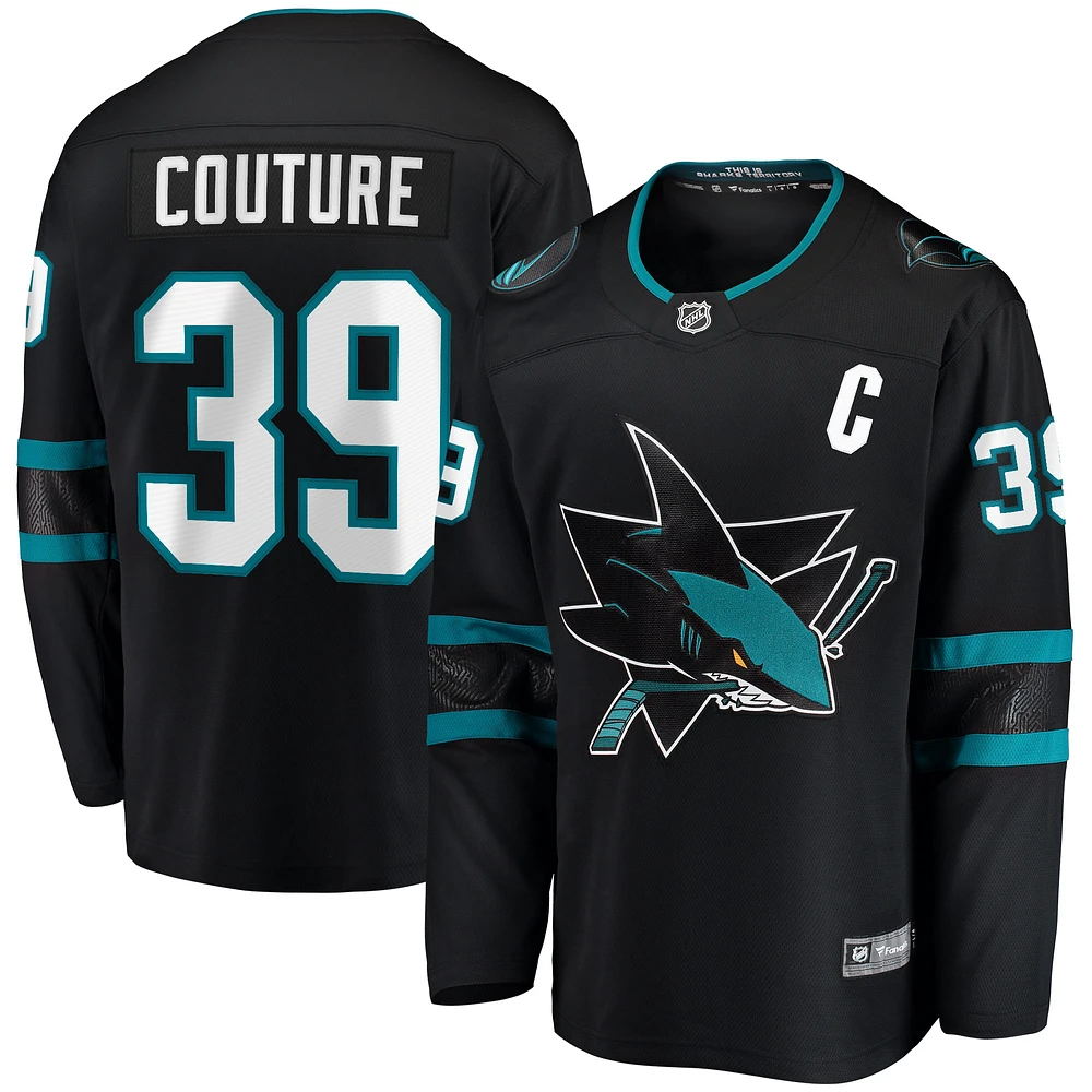 Men's Fanatics Logan Couture Black San Jose Sharks Alternate Premier Breakaway Player Captain Jersey