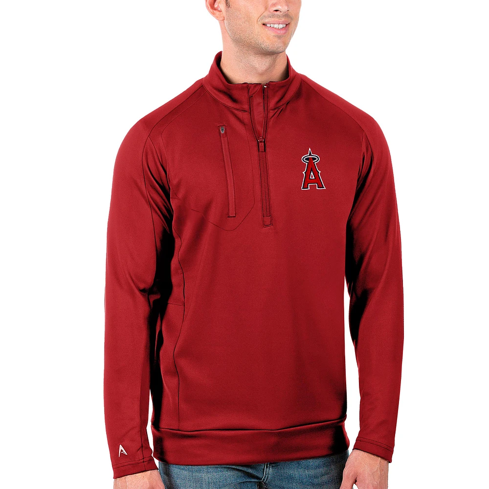 Men's Antigua Red Los Angeles Angels Big & Tall Generation Quarter-Zip Pullover Jacket